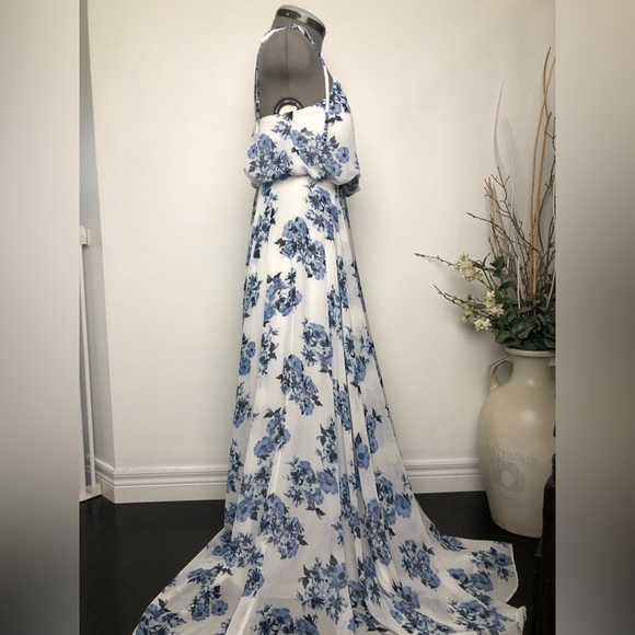 Lulu’s Pollen for You Blue and White Floral Print Maxi Dress - Picture 7 of 10